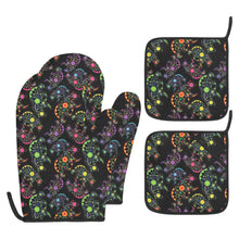 Load image into Gallery viewer, Neon Floral Bears Oven Mitt &amp; Pot Holder
