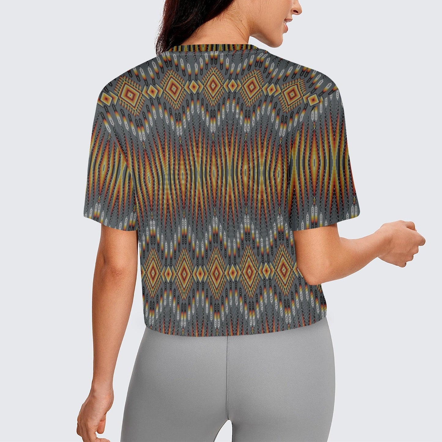 Fire Feather Grey Crop Top