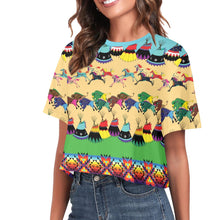 Load image into Gallery viewer, Horses and Buffalo Ledger Turquoise Crop Top
