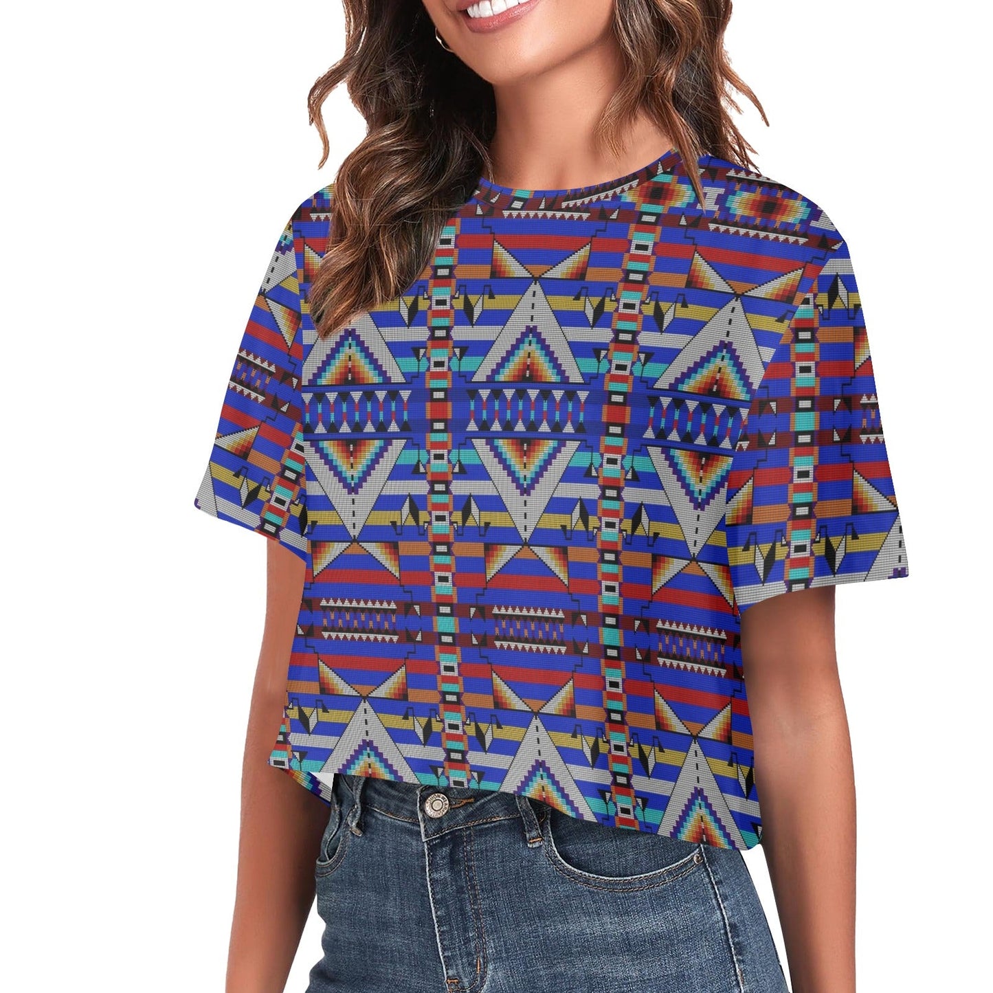 Medicine Blessing Blue Crop Top