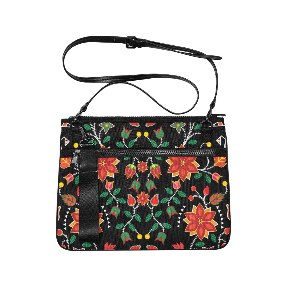 Floral Beadwork Six Bands Slim Clutch Bag