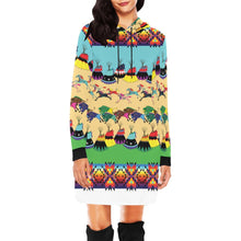 Load image into Gallery viewer, Horses and Buffalo Ledger White Hoodie Dress
