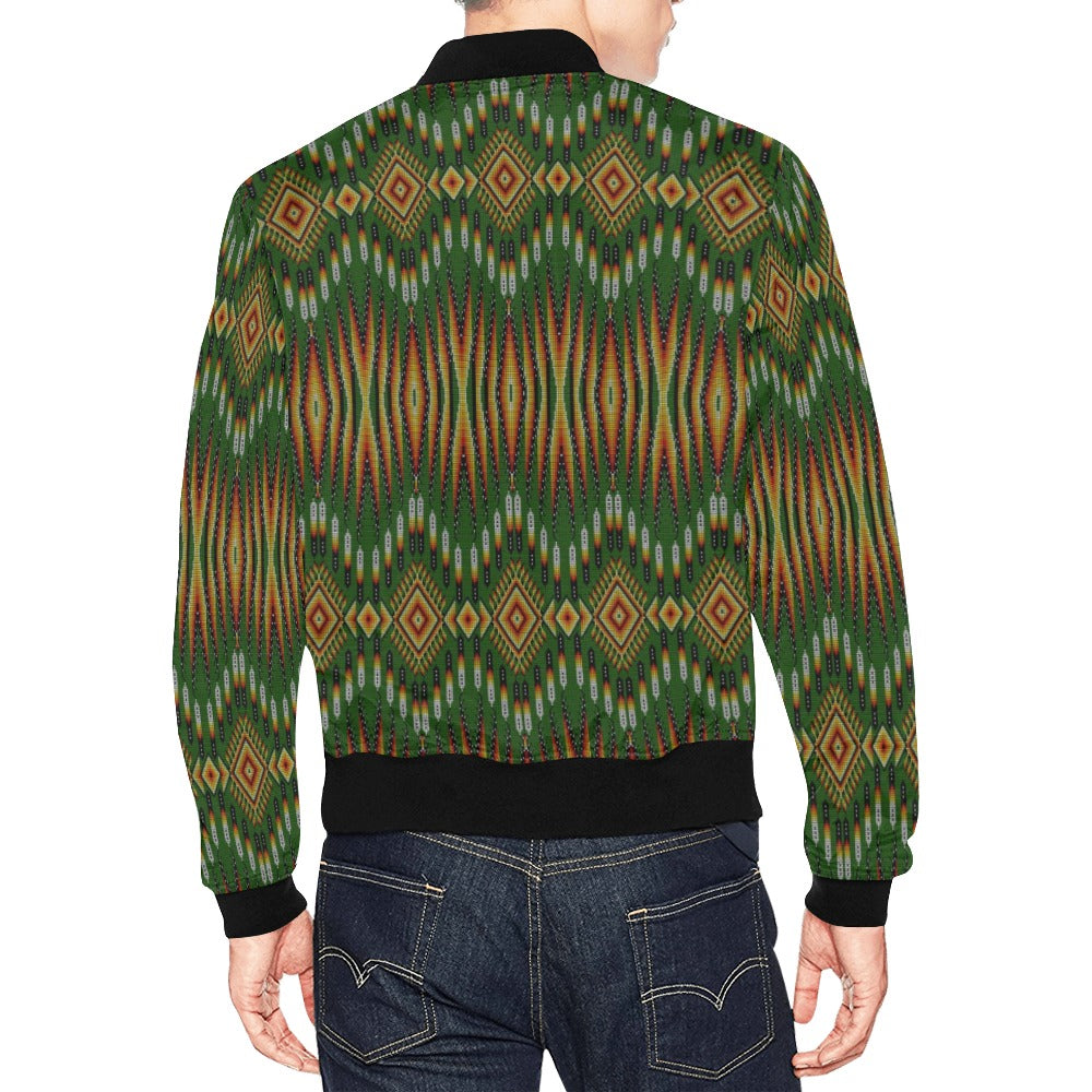 Fire Feather Green Bomber Jacket for Men