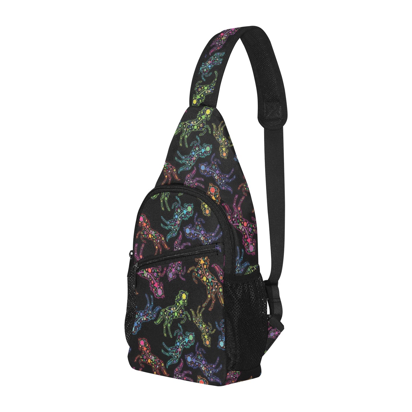 Neon Floral Horses Chest Bag