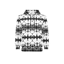 Load image into Gallery viewer, Between the Mountains White and Black Men&#39;s Long Sleeve Fleece Hoodie
