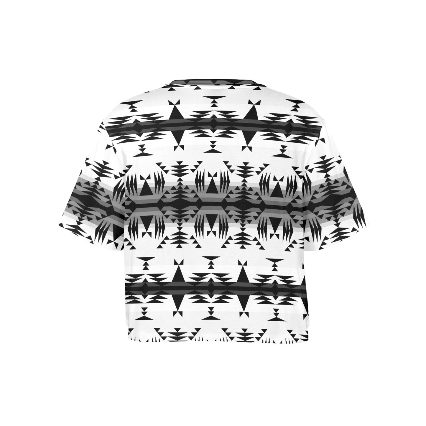Between the Mountains White and Black Crop Top