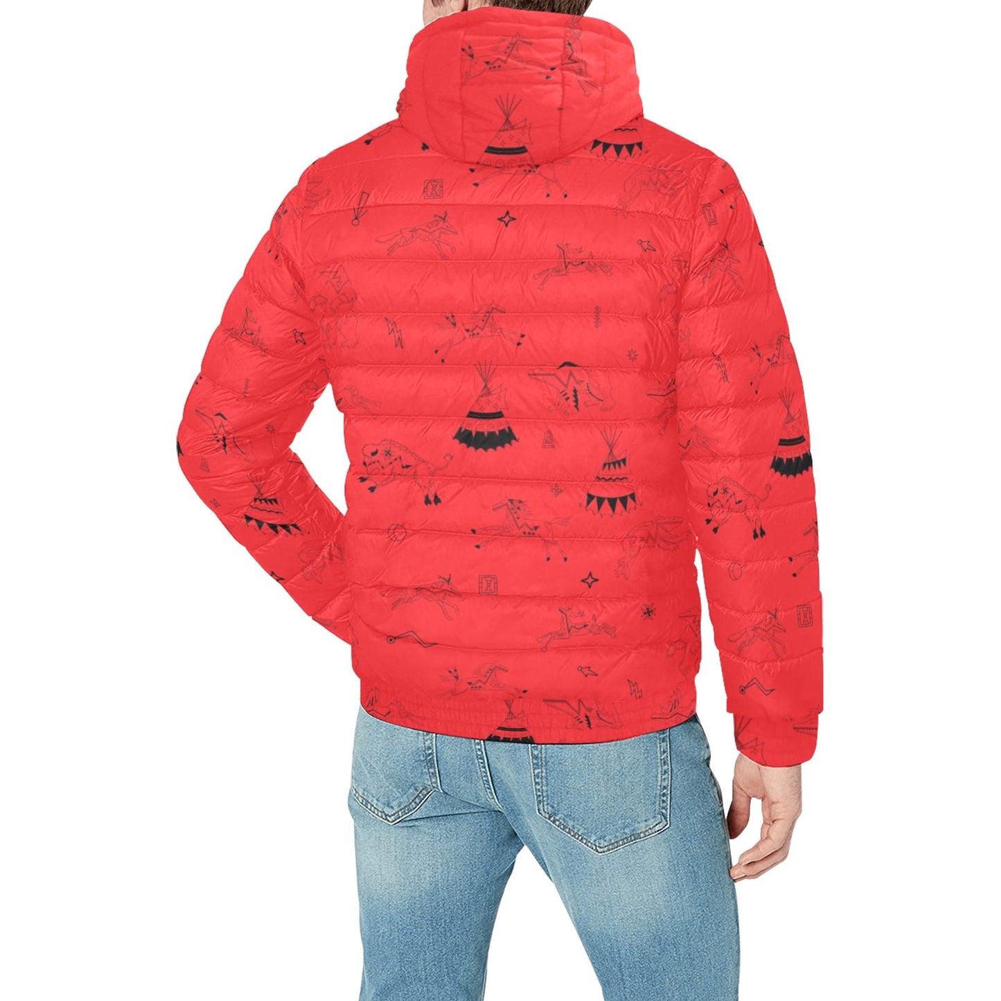 Ledger Dables Red Men's Padded Hooded Jacket