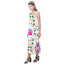 Load image into Gallery viewer, Geometric Floral Fall - White Phaedra Sleeveless Open Fork Long Dress

