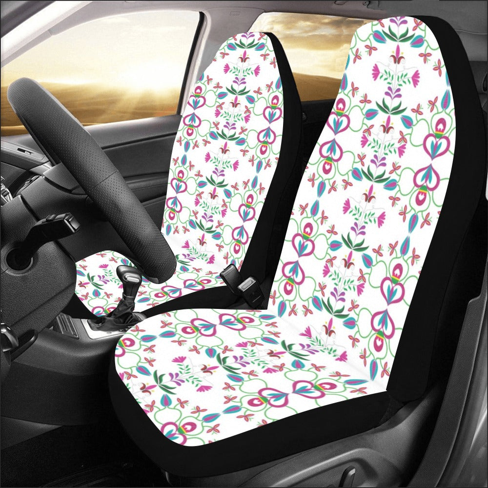 Quilled Divine White Car Seat Covers (Set of 2)