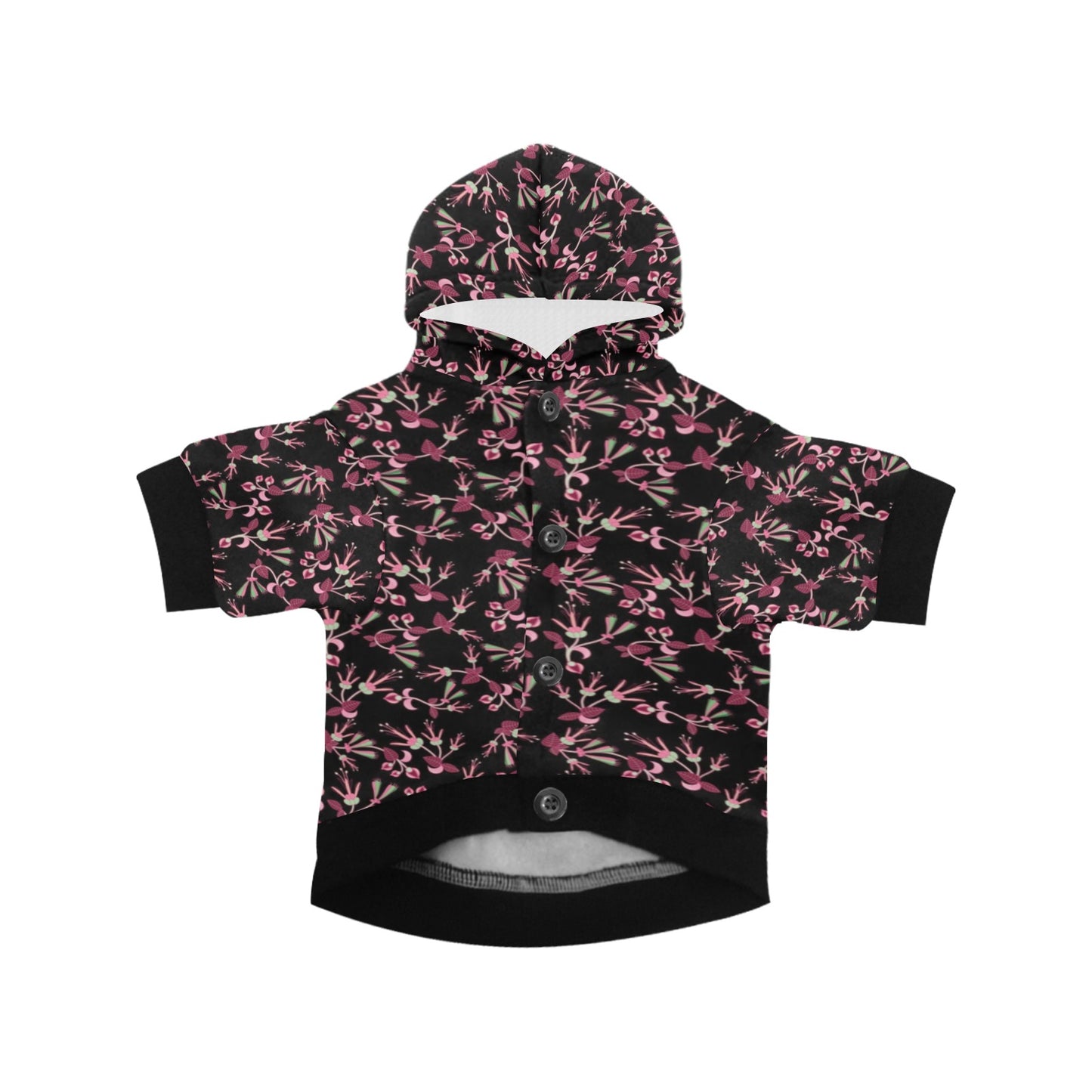 Floral Green Black Pet Dog Hoodie