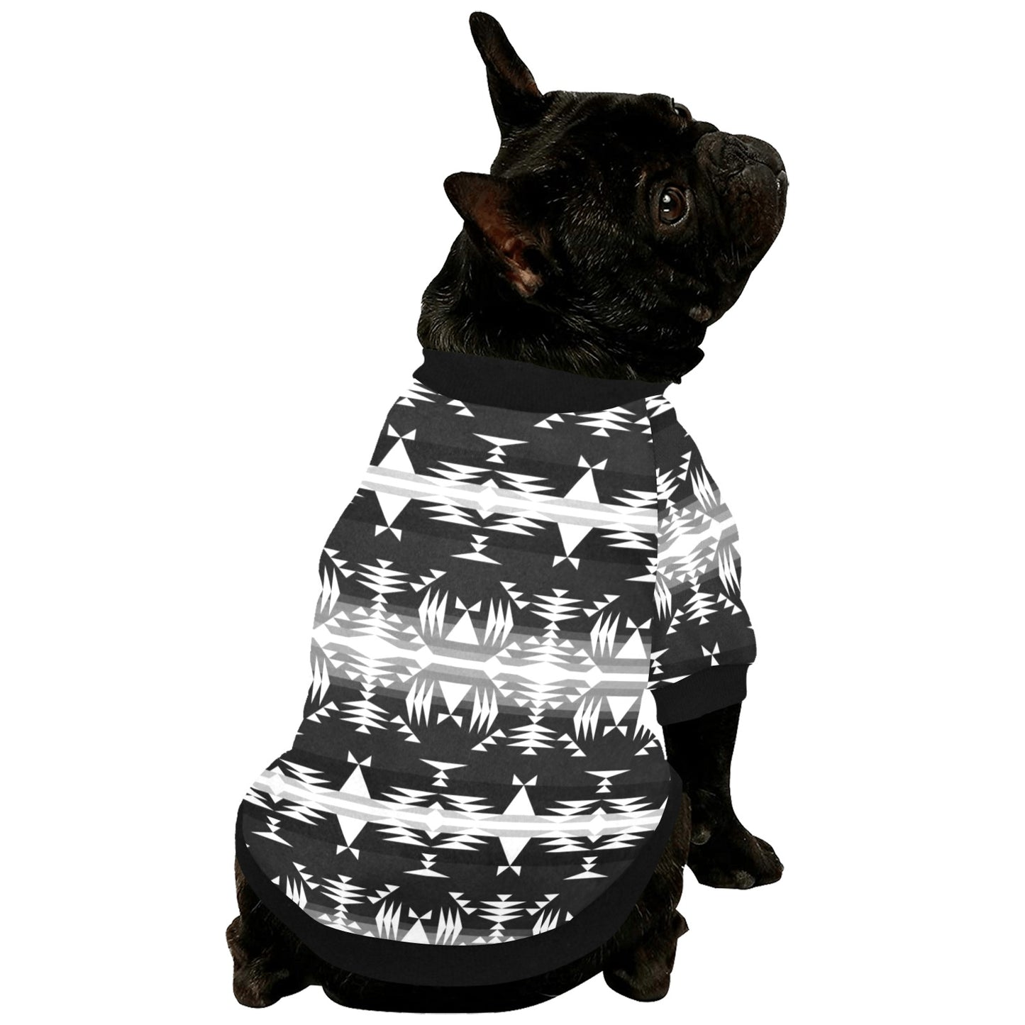 Between the Mountains Black and White Pet Dog Round Neck Shirt