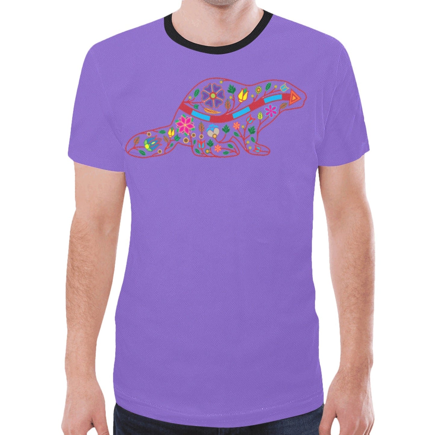 Floral Beaver Spirit Guide (Purple) New T-shirt for Men