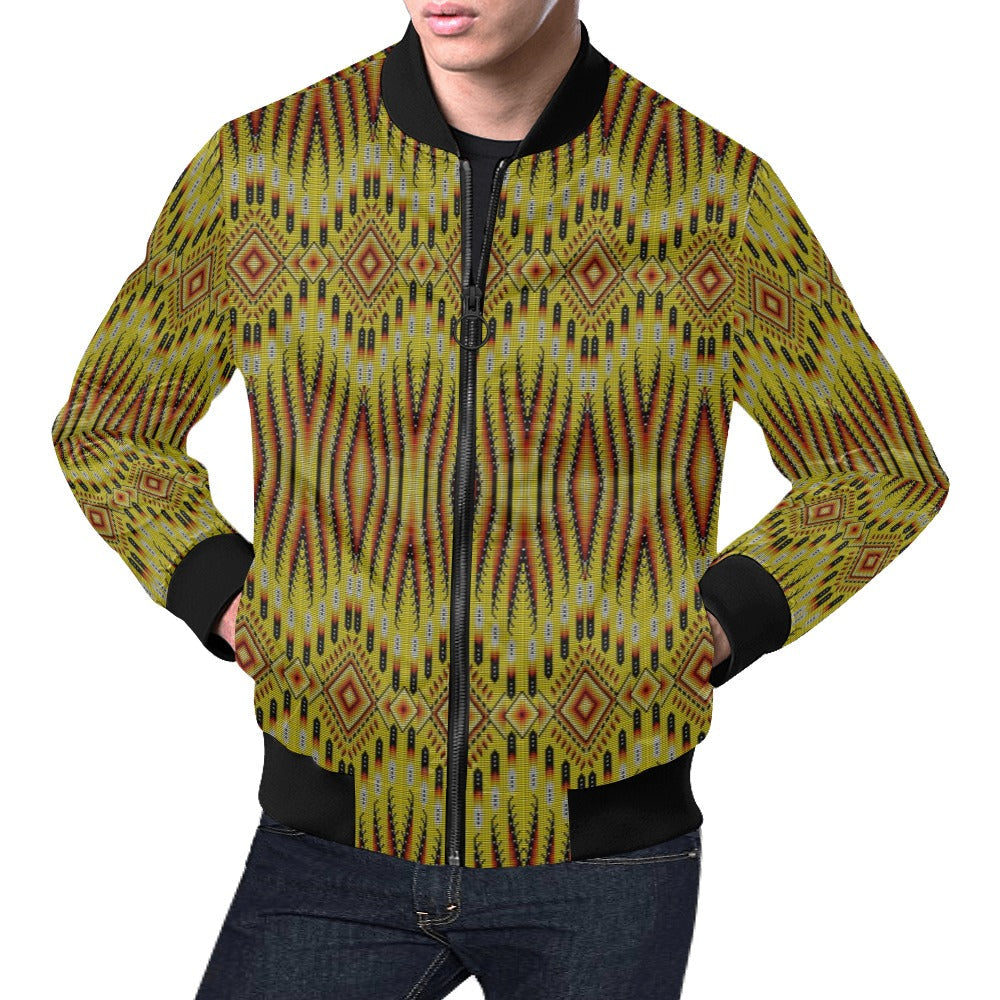 Fire Feather Yellow Bomber Jacket for Men