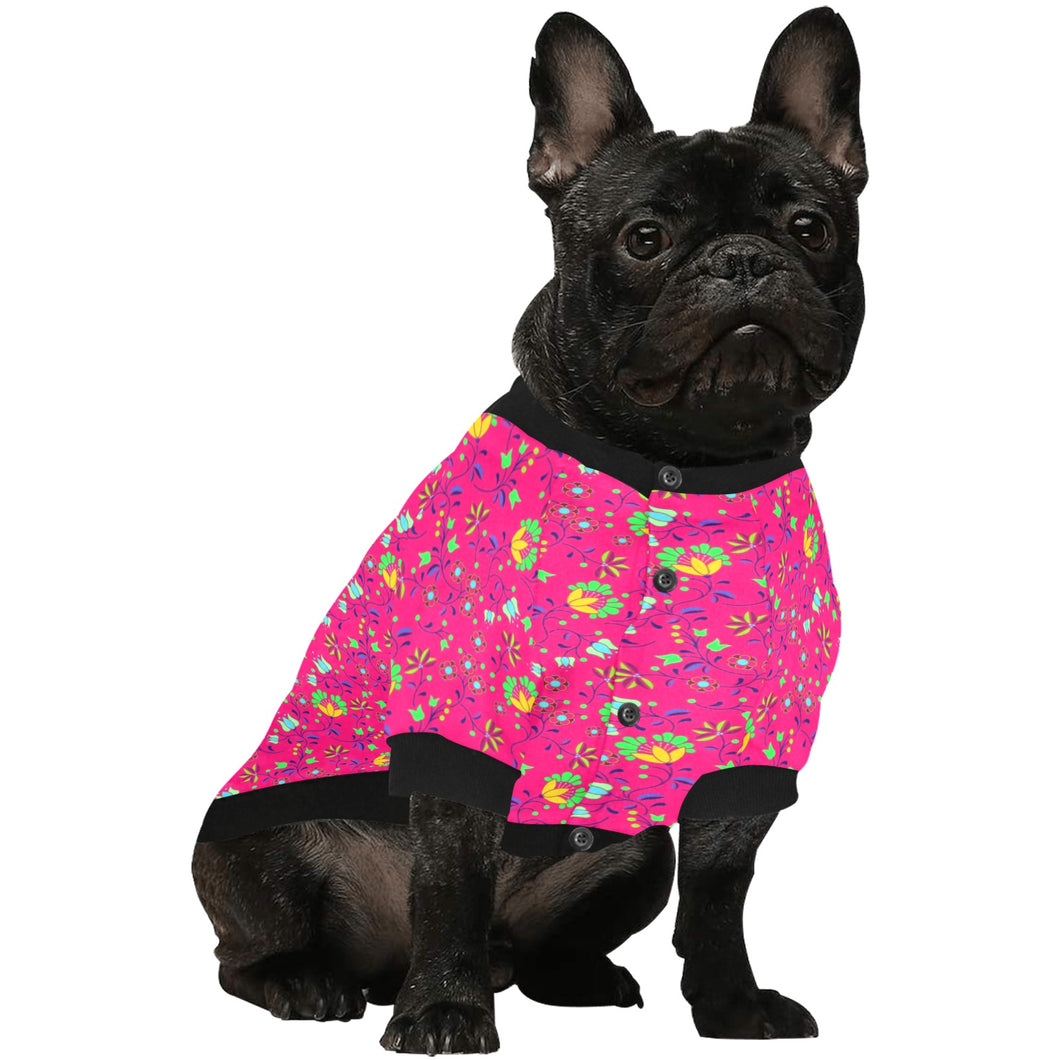 Fleur Indigine Rouge Pet Dog Round Neck Shirt