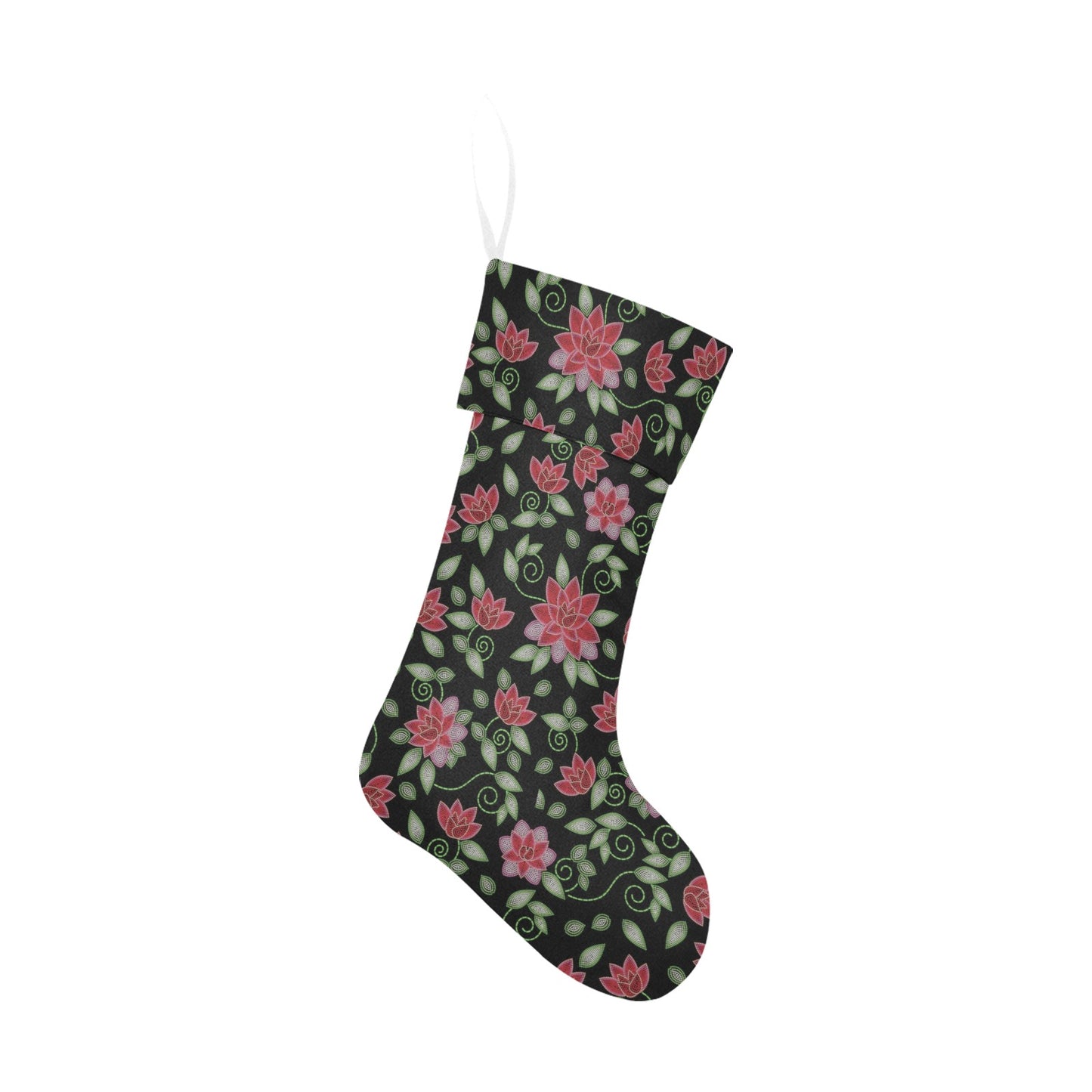 Red Beaded Rose Christmas Stocking