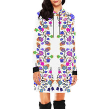 Load image into Gallery viewer, Floral Beadwork Seven Clans White Hoodie Dress
