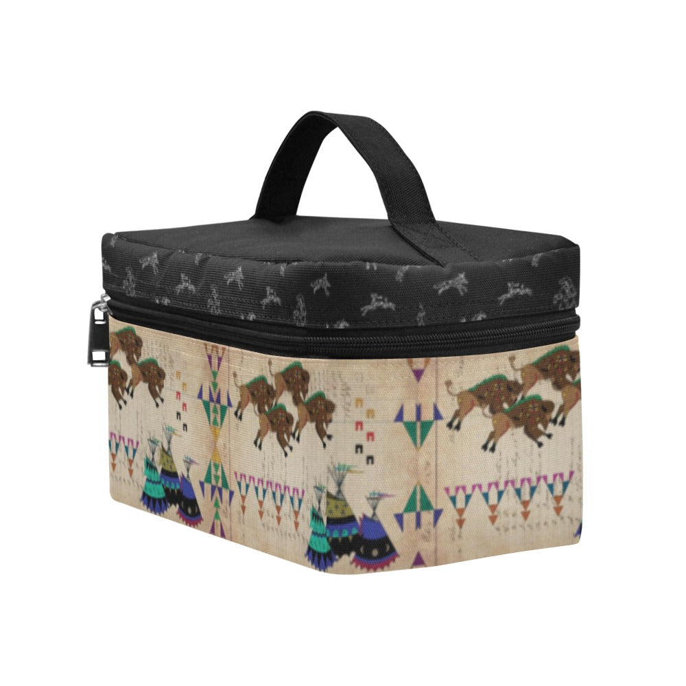 Buffalos Running Black Sky Cosmetic Bag