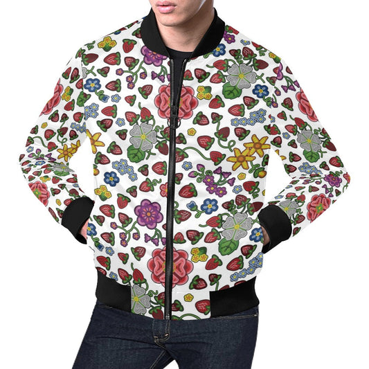 Berry Pop White Bomber Jacket for Men