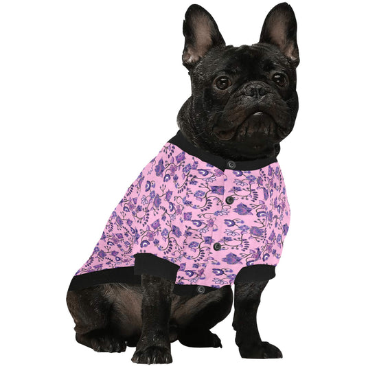 Purple Floral Amour Pet Dog Round Neck Shirt