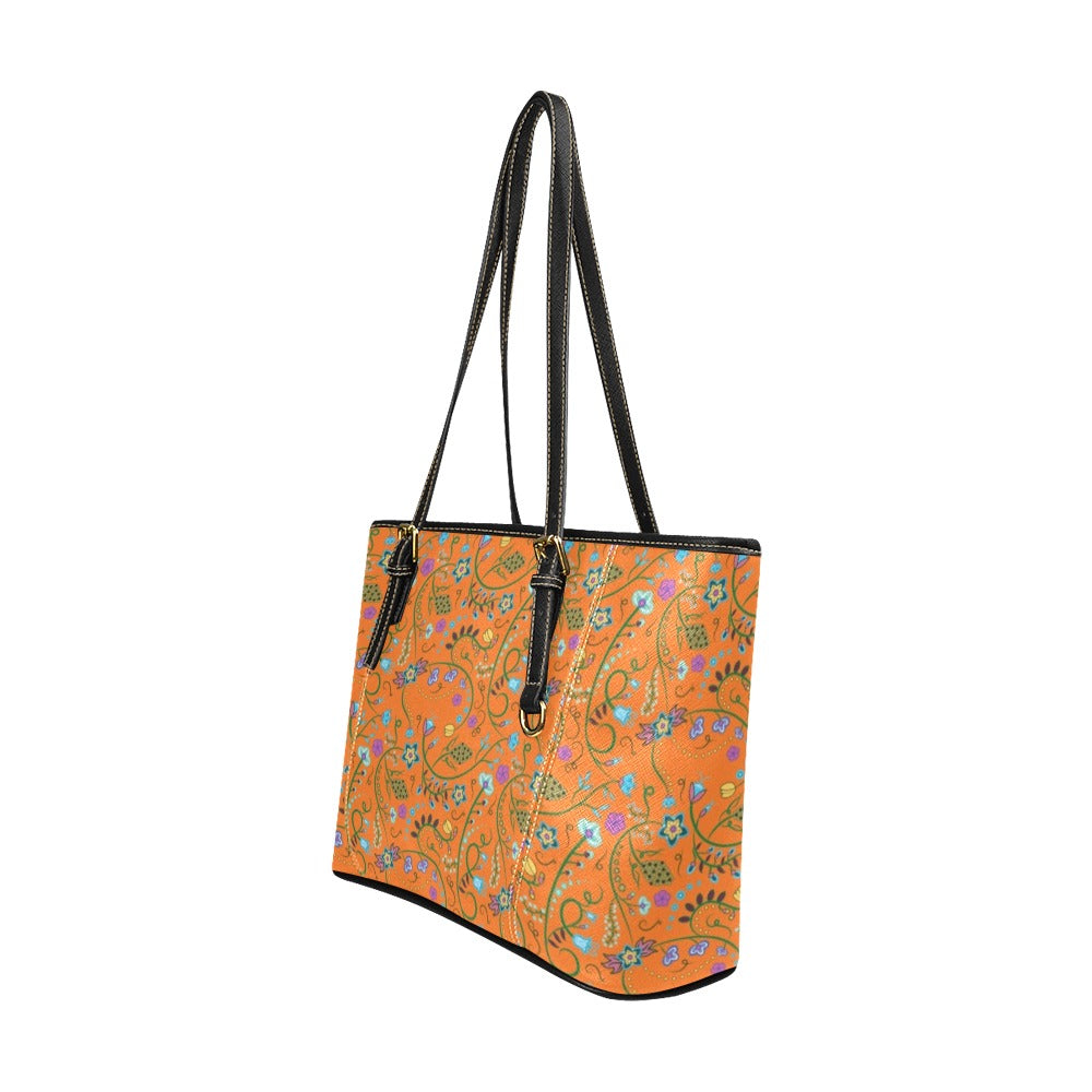 Fresh Fleur Carrot Leather Tote Bag