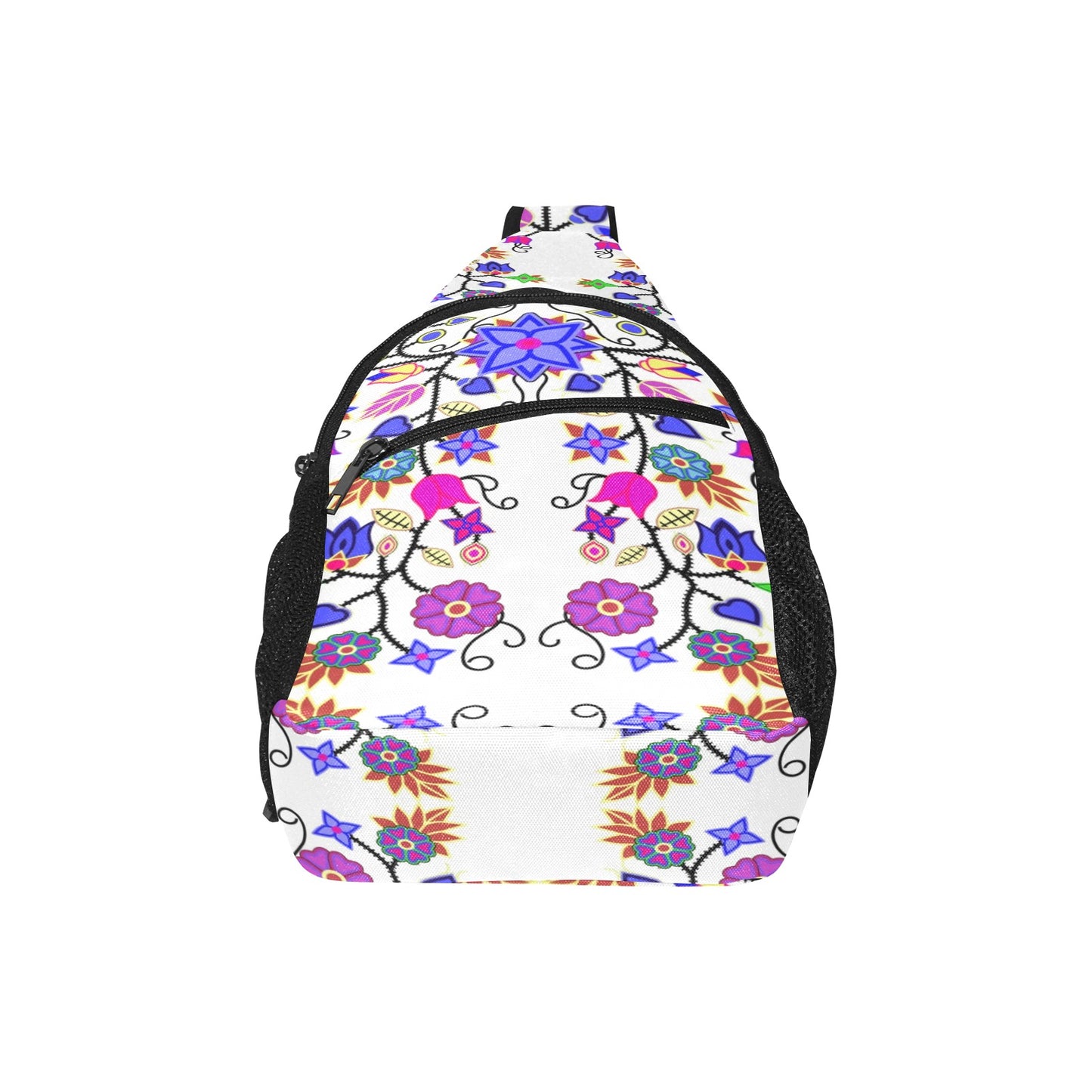 Floral Beadwork Seven Clans White Chest Bag