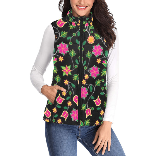 Floral Bearpaw Pink and Yellow Women's Padded Vest Jacket