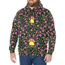 Load image into Gallery viewer, Floral Bearpaw Pink and Yellow Men&#39;s Long Sleeve Fleece Hoodie
