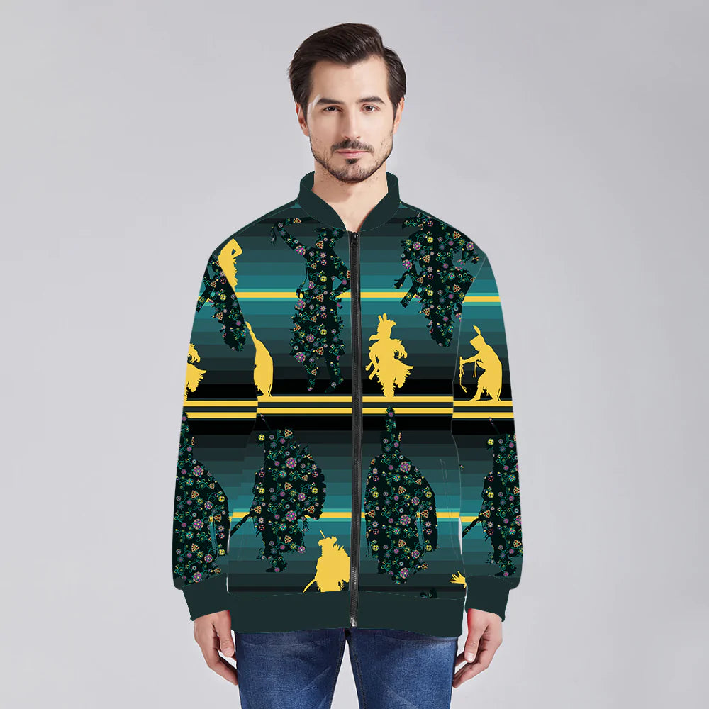 Dancers Inspire Green Zippered Collared Lightweight Jacket