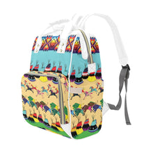 Load image into Gallery viewer, Horses and Buffalo Ledger White Multi-Function Diaper Backpack/Diaper Bag
