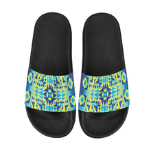 Load image into Gallery viewer, Kaleidoscope Jaune Bleu Men&#39;s Slide Sandals
