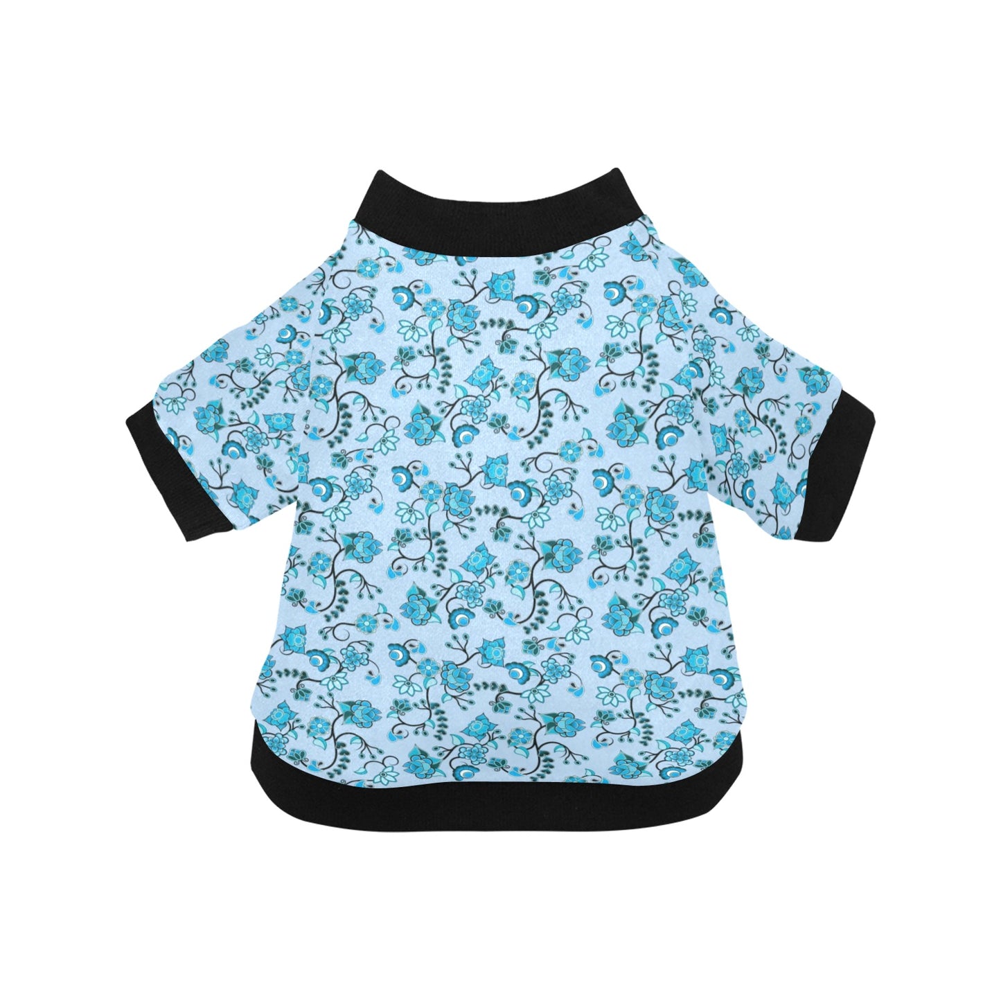 Blue Floral Amour Pet Dog Round Neck Shirt