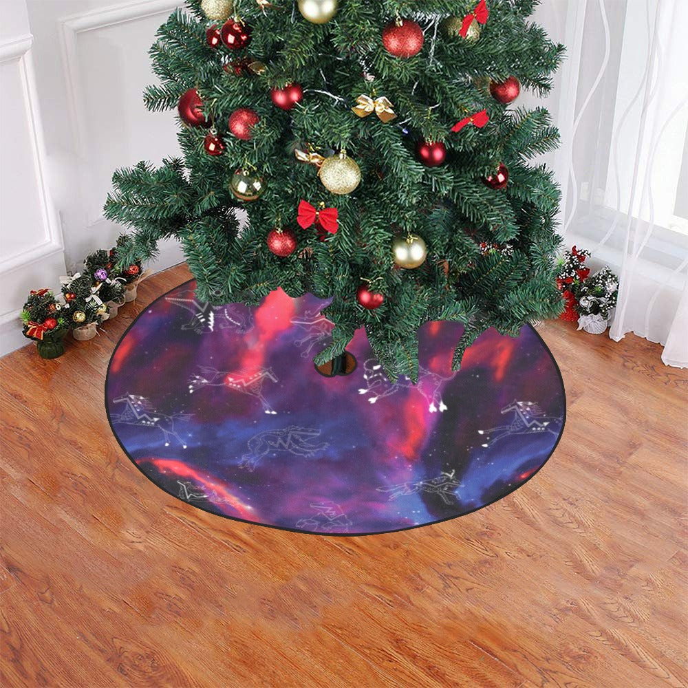 Animal Ancestors Blue Pink Swirl Tree Skirt