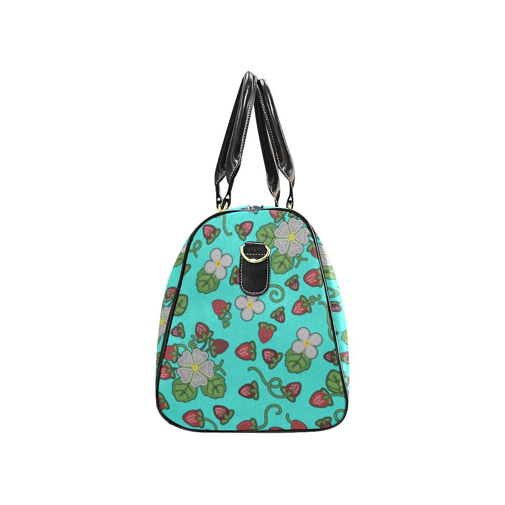 Strawberry Dreams Turquoise Waterproof Travel Bag