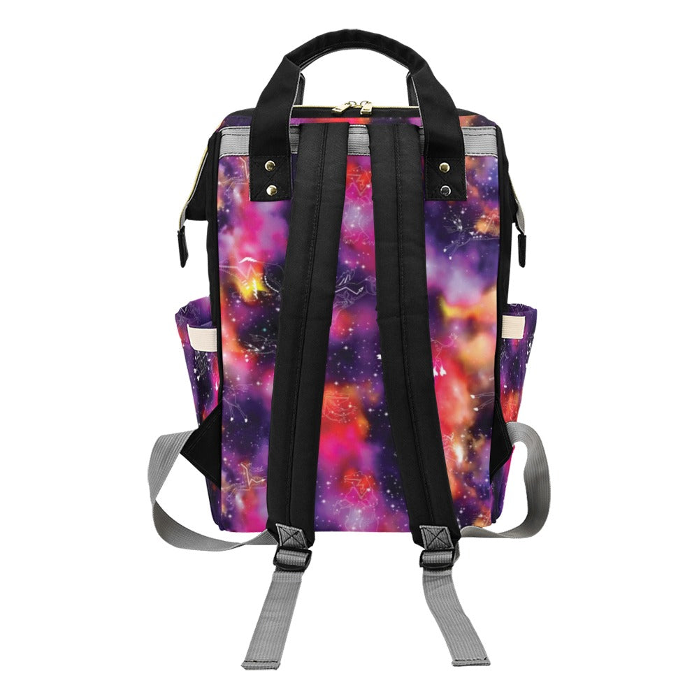 Animal Ancestors 9 Cosmic Swirl Purple and Red Multi-Function Diaper Backpack/Diaper Bag