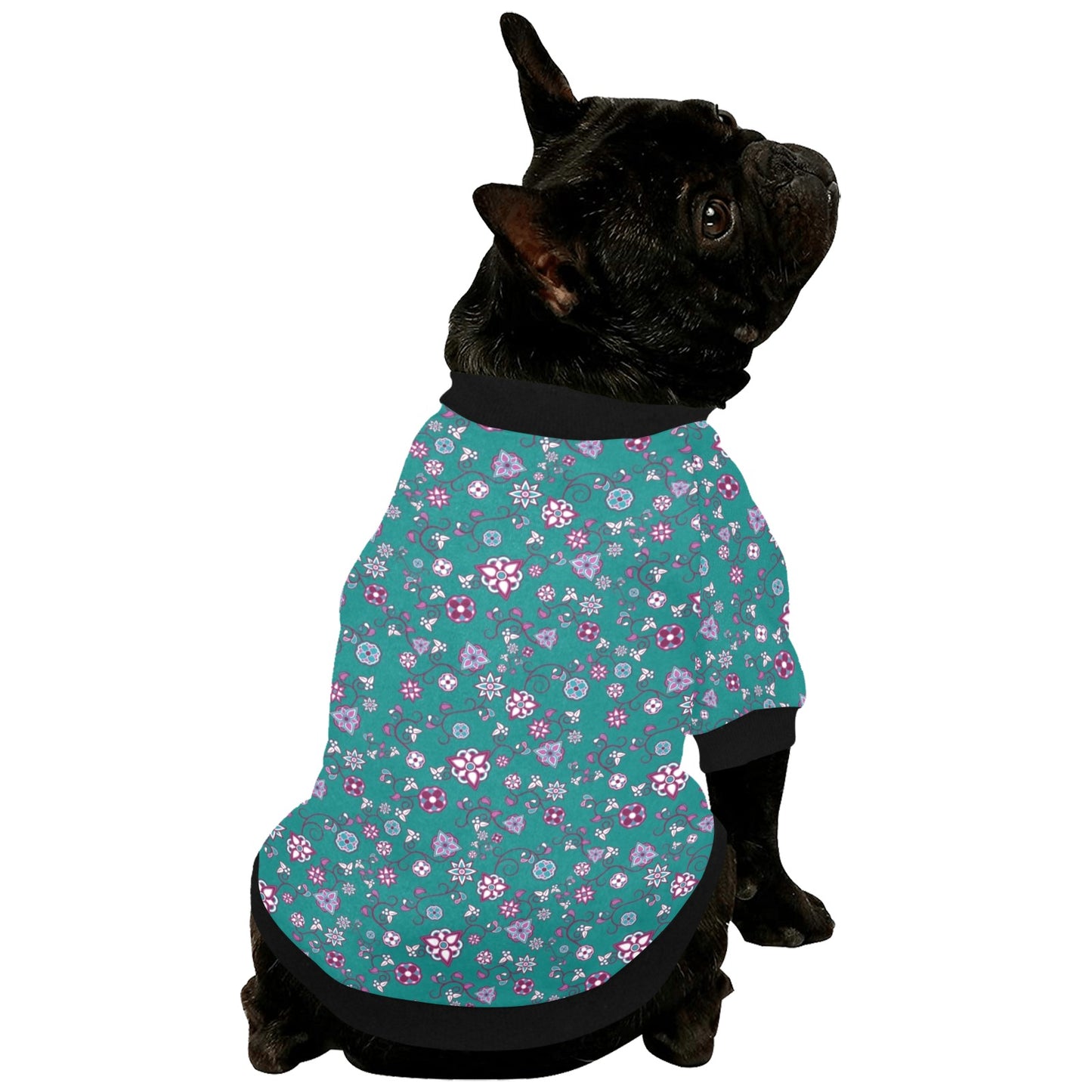 Burgundy Bloom Pet Dog Round Neck Shirt