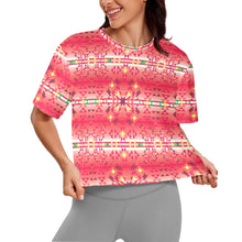 Load image into Gallery viewer, Red Pink Star Crop Top
