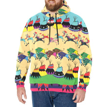 Load image into Gallery viewer, Horses and Buffalo Ledger Pink Men&#39;s Long Sleeve Fleece Hoodie
