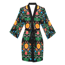 Load image into Gallery viewer, Floral Beadwork Four Clans Long Sleeve Kimono Robe
