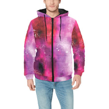 Load image into Gallery viewer, Animal Ancestors 8 Gaseous Clouds Pink and Red Men&#39;s Padded Hooded Jacket
