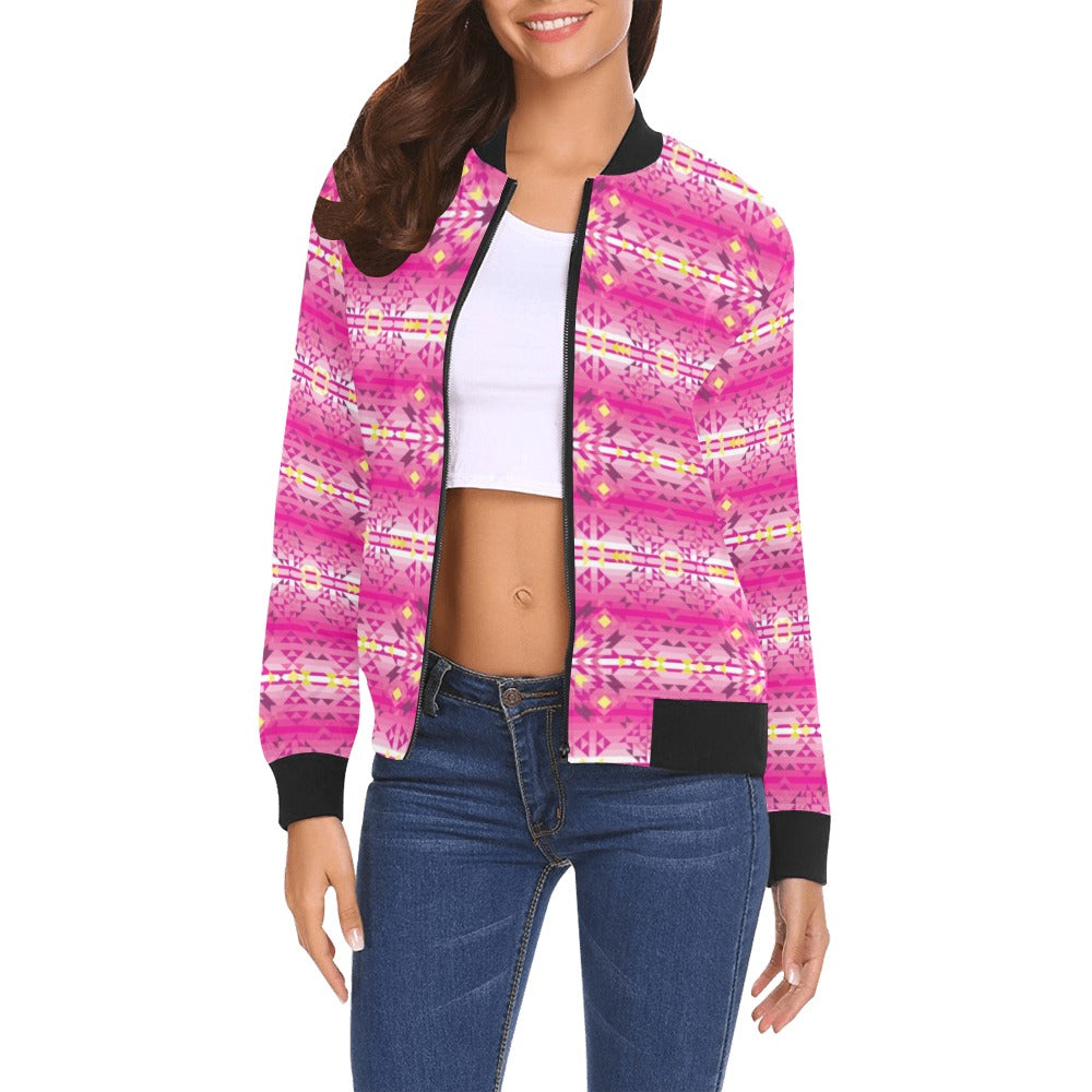 Pink Star Bomber Jacket for Women