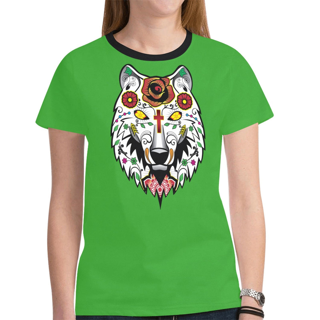 Wolf Spirit Guide Green New T-shirt for Women