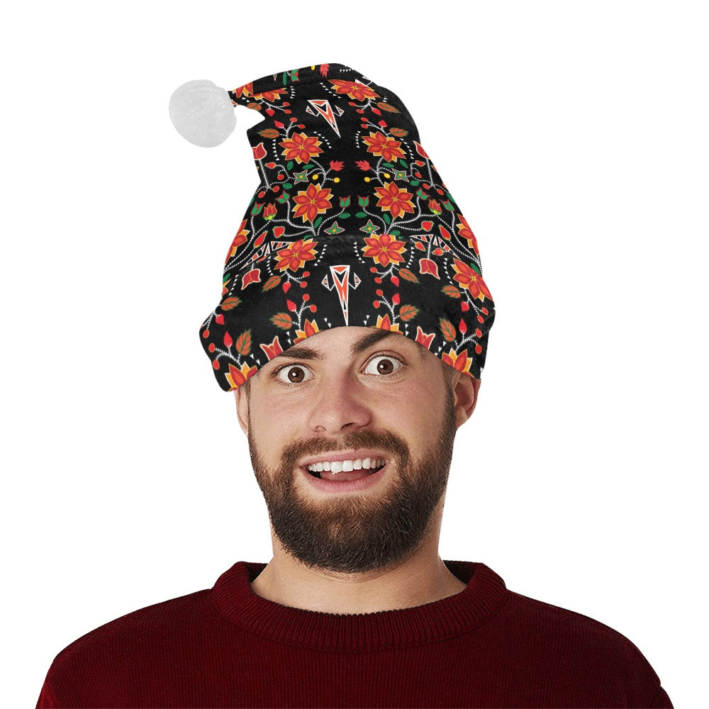 Floral Beadwork Six Bands Santa Hat