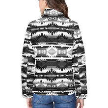 Load image into Gallery viewer, Okotoks Black and White Women&#39;s Stand Collar Padded Jacket
