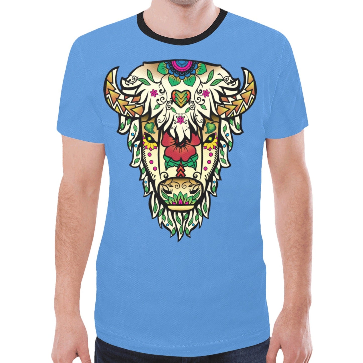 Buffalo Spirit Guide (Blue) New T-shirt for Men