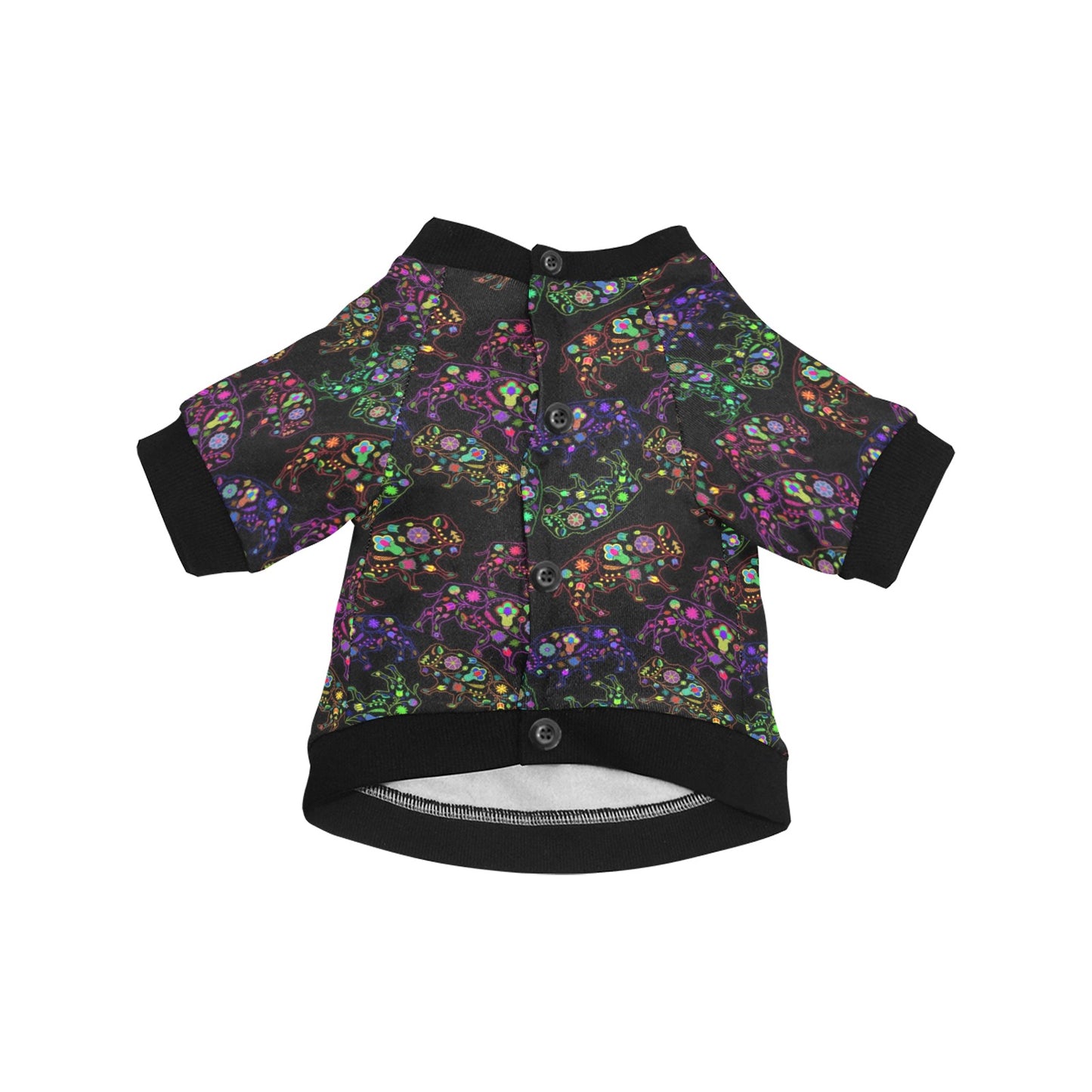 Neon Floral Buffalos Pet Dog Round Neck Shirt