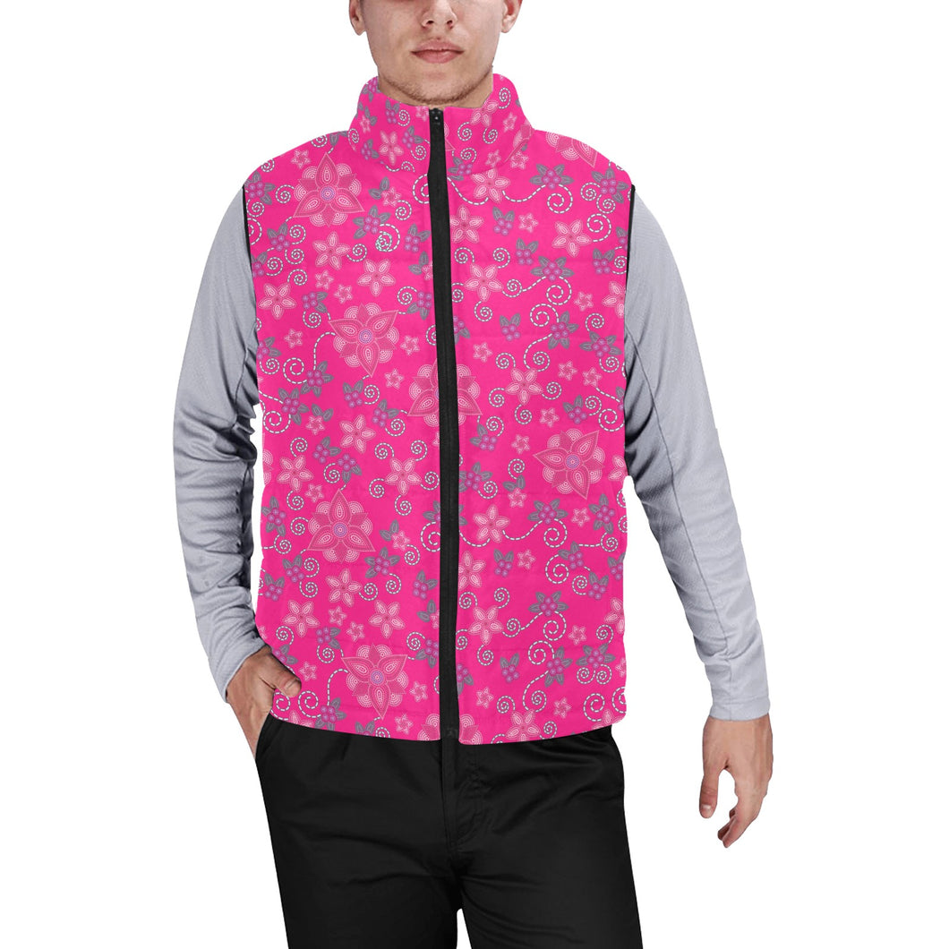 Berry Picking Pink Men's Padded Vest Jacket