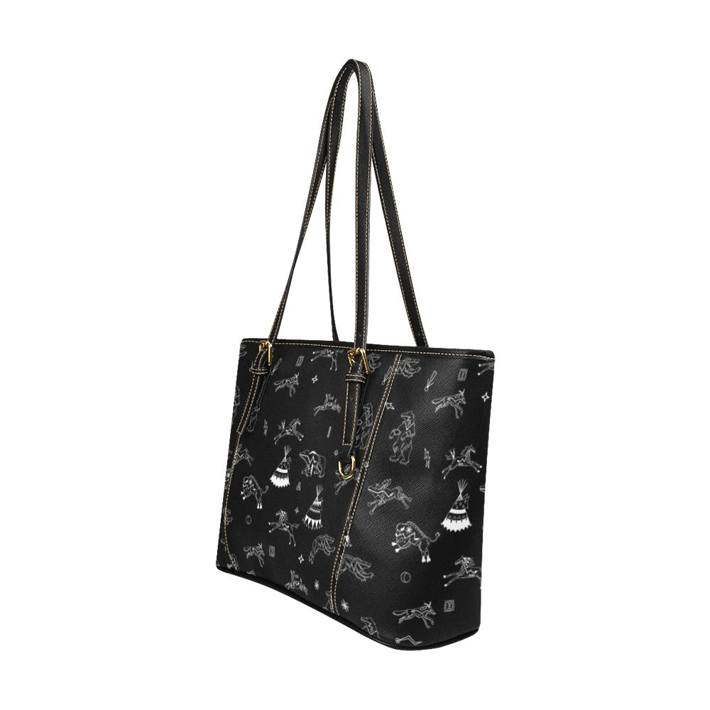 Ledger Dables Black Leather Tote Bag