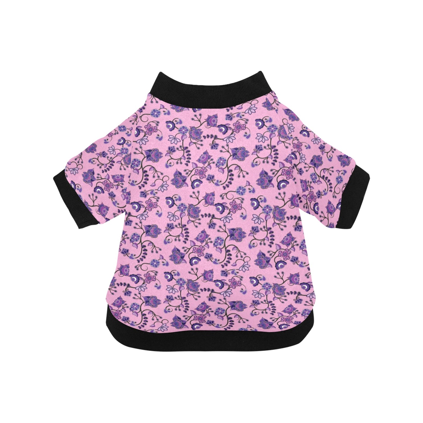 Purple Floral Amour Pet Dog Round Neck Shirt