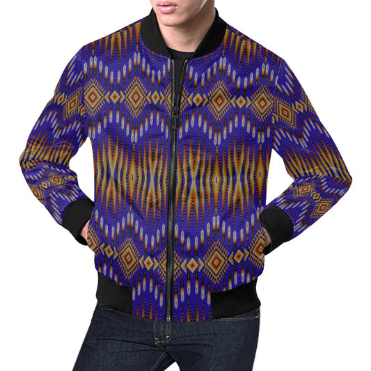 Fire Feather Blue Bomber Jacket for Men