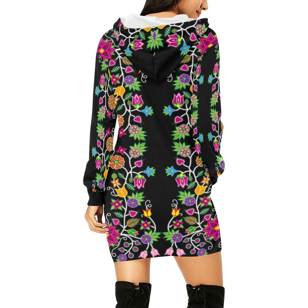 Floral Beadwork Hoodie Dress